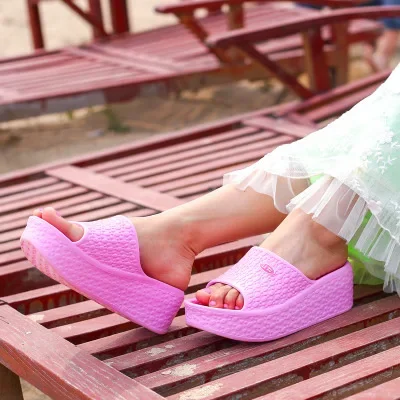 High Heel Wedges Slippers For Women Summer Beach Lightweight Casual Shoes Outdoor Height Increase Rubber Slipper Slides