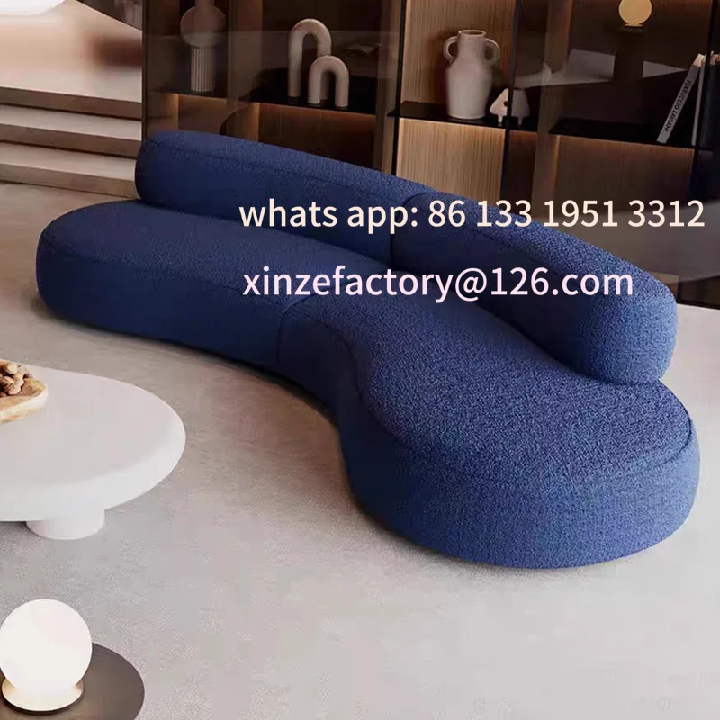 

Customizable sofa 2025 new lamb wool curved moon sofa Italian high-end multi-person combination sofa