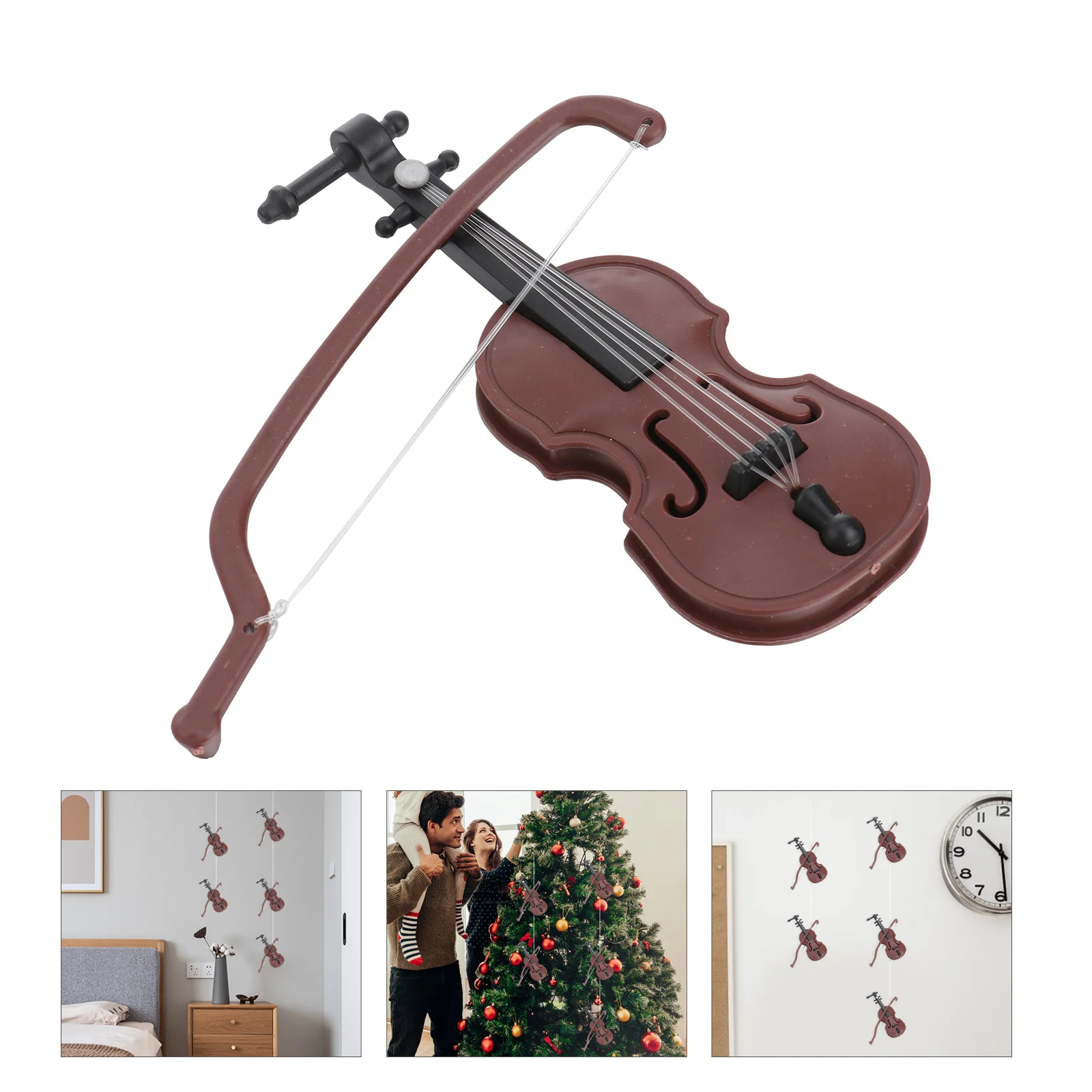 

Wood Grain Violin naments Hanging Pendant for Kids DIY Christmas Home Decoration Festival Tree Wedding Gift