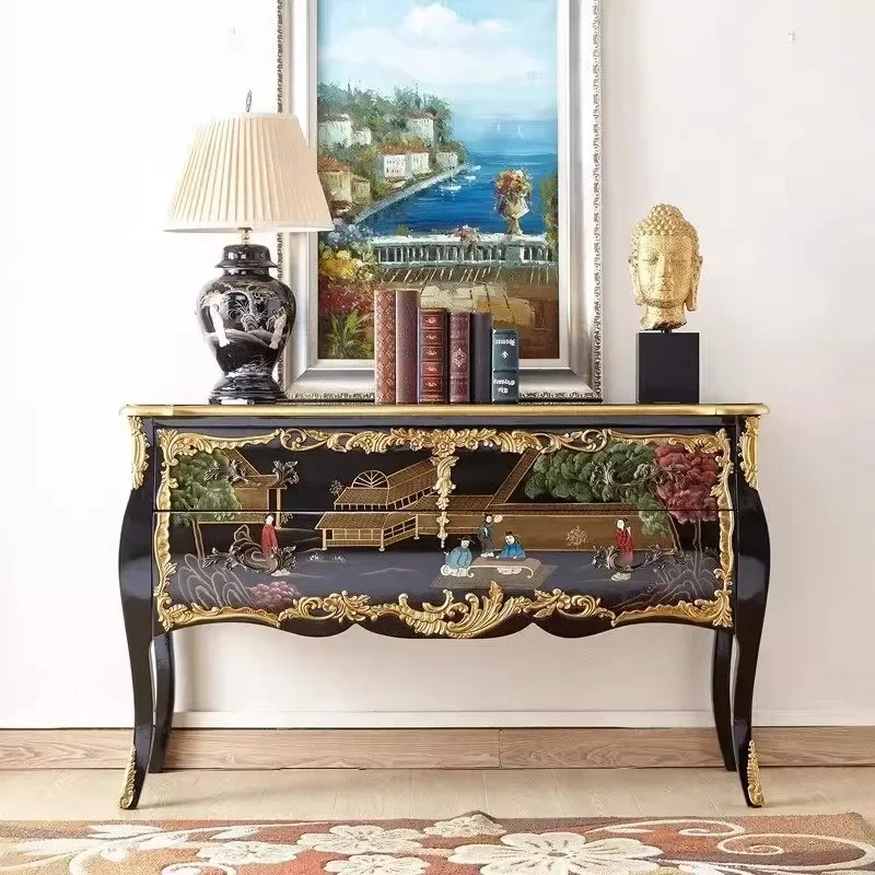 

Шкаф для веранды из массива дерева в стиле ретро, с объемной цветочной росписью, в стиле дворцового декора.