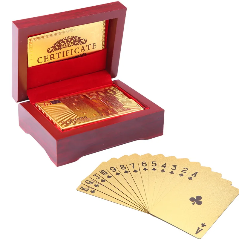 أوراق ألعاب بلاستيكية مقاومة للماء ، أوراق الذهب الأسود ، للبوكر ، الدولار الأوروبي ، سعر جيد للألعاب اللوحية GYH #3