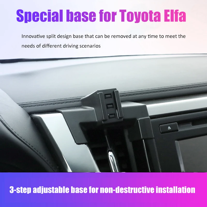 Car Phone Holder For Toyota Alphard 2015 - 2023 ANH30 Styling Bracket GPS Stand Rotatable Support Mobile Accessories