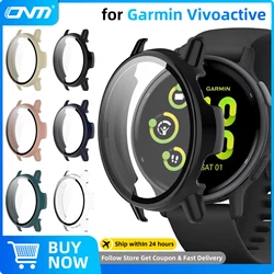 PC Case + Tempered Glass for Garmin Vivoactive 5/6, Full Cover Screen Protector Anti-scratch Film Bumper Protective Accessories