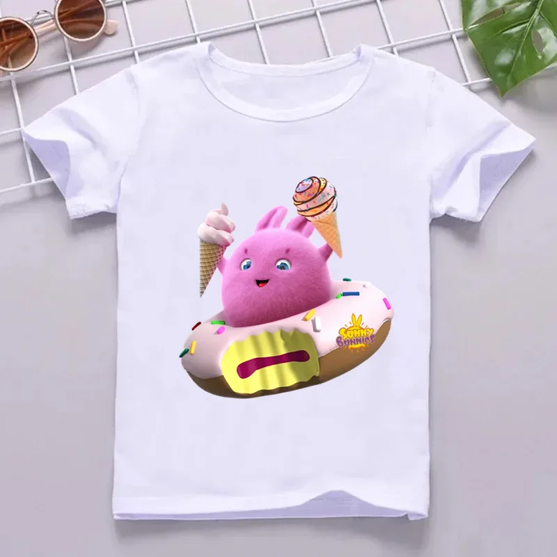 Hot Sale Cute Sunny Bunnies Print Cartoon Kids T shirt Funny Girls Summer Tops Baby Boys Clothes Children Short Sleeve T-shirt