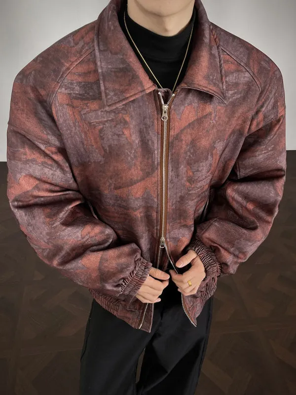 

Мужская зимняя куртка в стиле ретро из окрашенного хлопка, оверсайз, модная, теплая, с воротником-стойкой, на молнии