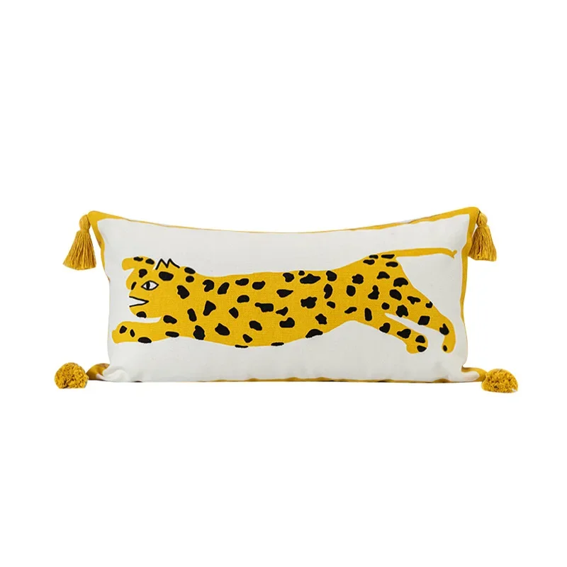 Tassel pillow cover, living room sofa, bedroom cushion, simple large long waist pillow