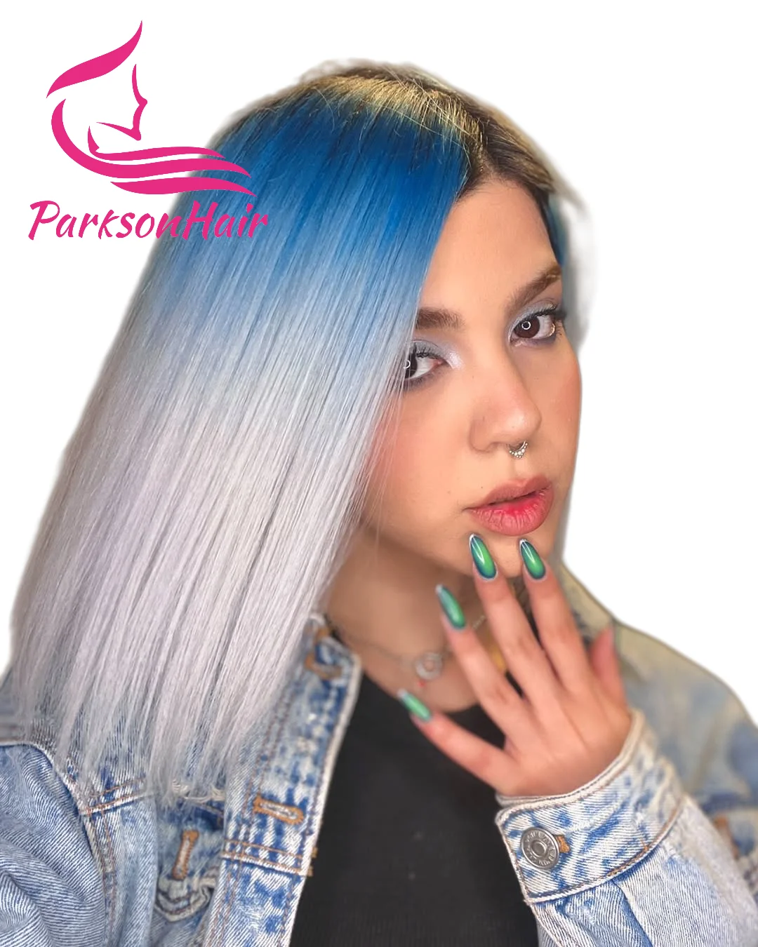 

Синий Ombre Серый 13x6 Прозрачный Парик Фронта Шнурка Человеческих Волос Для Женщин Бирманские Волосы Предварительно Сорванные Прямые 13x4 Парики Фронта Шнурка