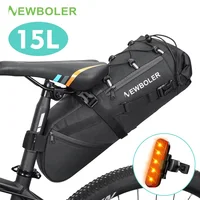 Bolsa de sillín para bicicleta NEWBOLER, impermeable, para bicicleta de montaña y carretera, 15L, gran capacidad, plegable, para la parte trasera, accesorios para el maletero