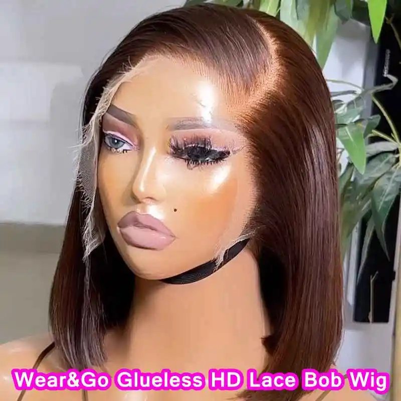 

SKINLIKE Real HD Lace Front Wigs Chocolate Short Bob Wig Blunt Cut Wig 13x6 HD Lace Frontal Human Hair Wigs Pre Plucked Glueless