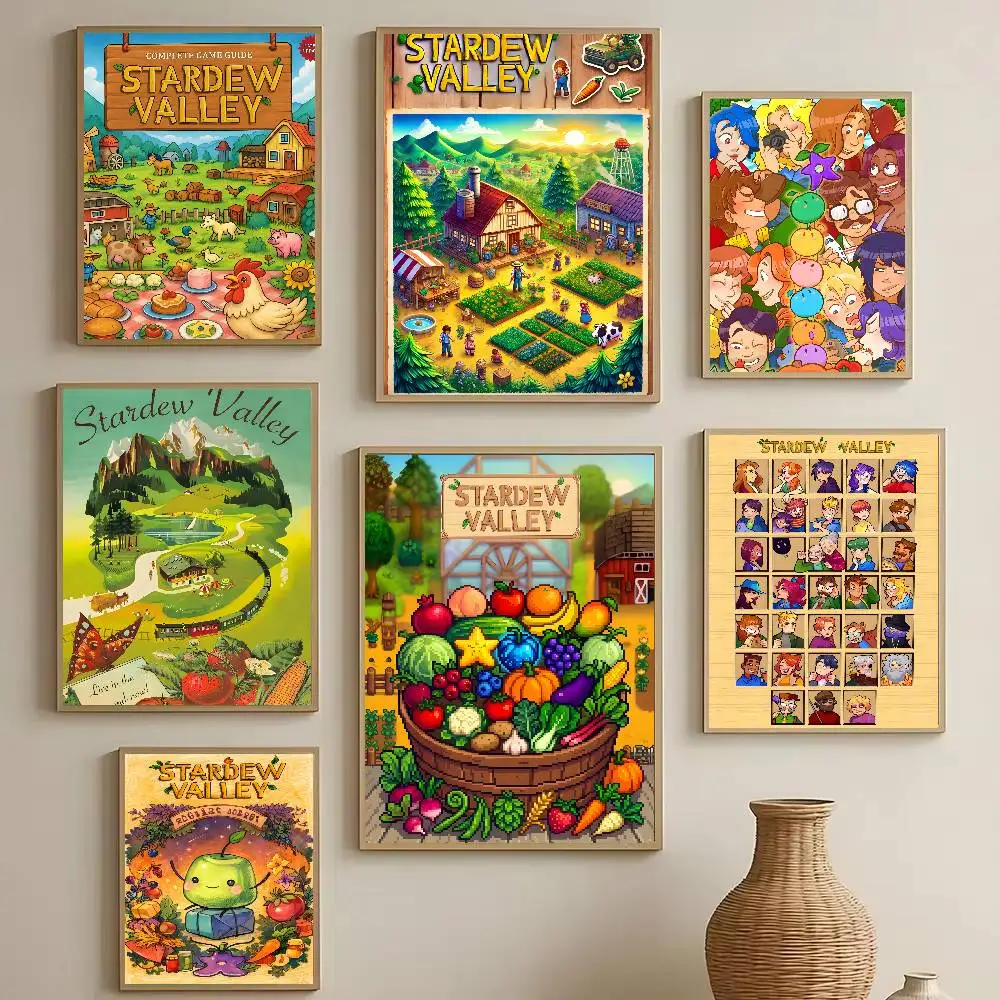 Stardew Valley Game Poster Waterproof Wall Art Sticker For Bar Living Room Vintage Decor High Quality Print