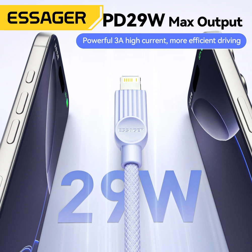 Essager Type C To Lightning Cable 29W Fast Charging Cable For iPhone 14 13 12 11 iPad Macbook AirPods Macaron Colorful Data Cord