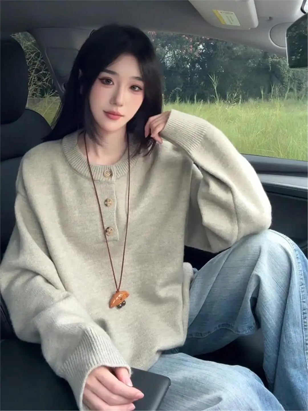 

Cleanfit American Sle Henry Collar Sweater Men Women Autumn Winter Lazy High-End Feeling Base Layer Knitted Top Trendy