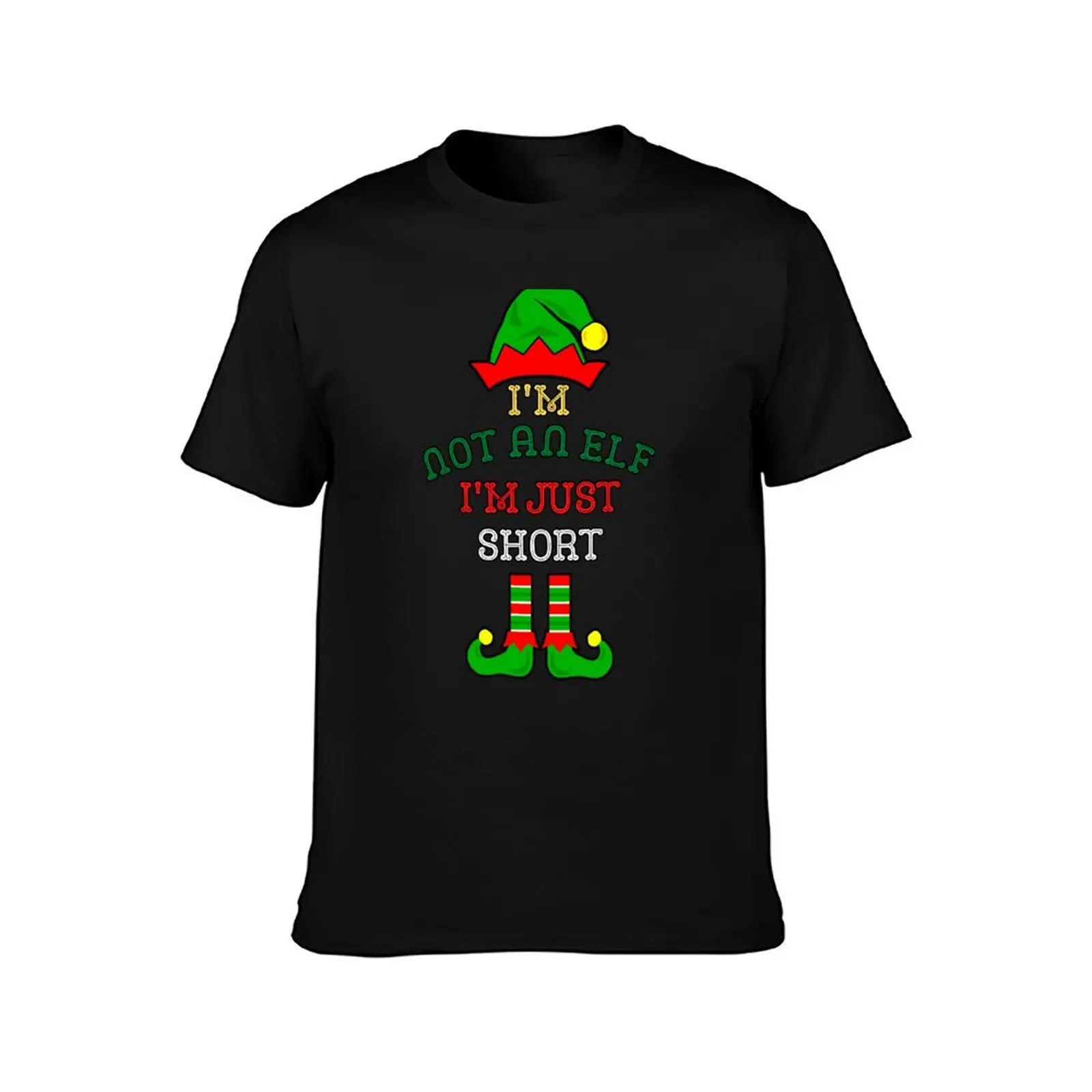 I'm Not An Elf I'm Just Short - Ugly Christmas Elf T-Shirt Summer Casual Cotton Tee Oversized Streetwear Tops 100% Cotton