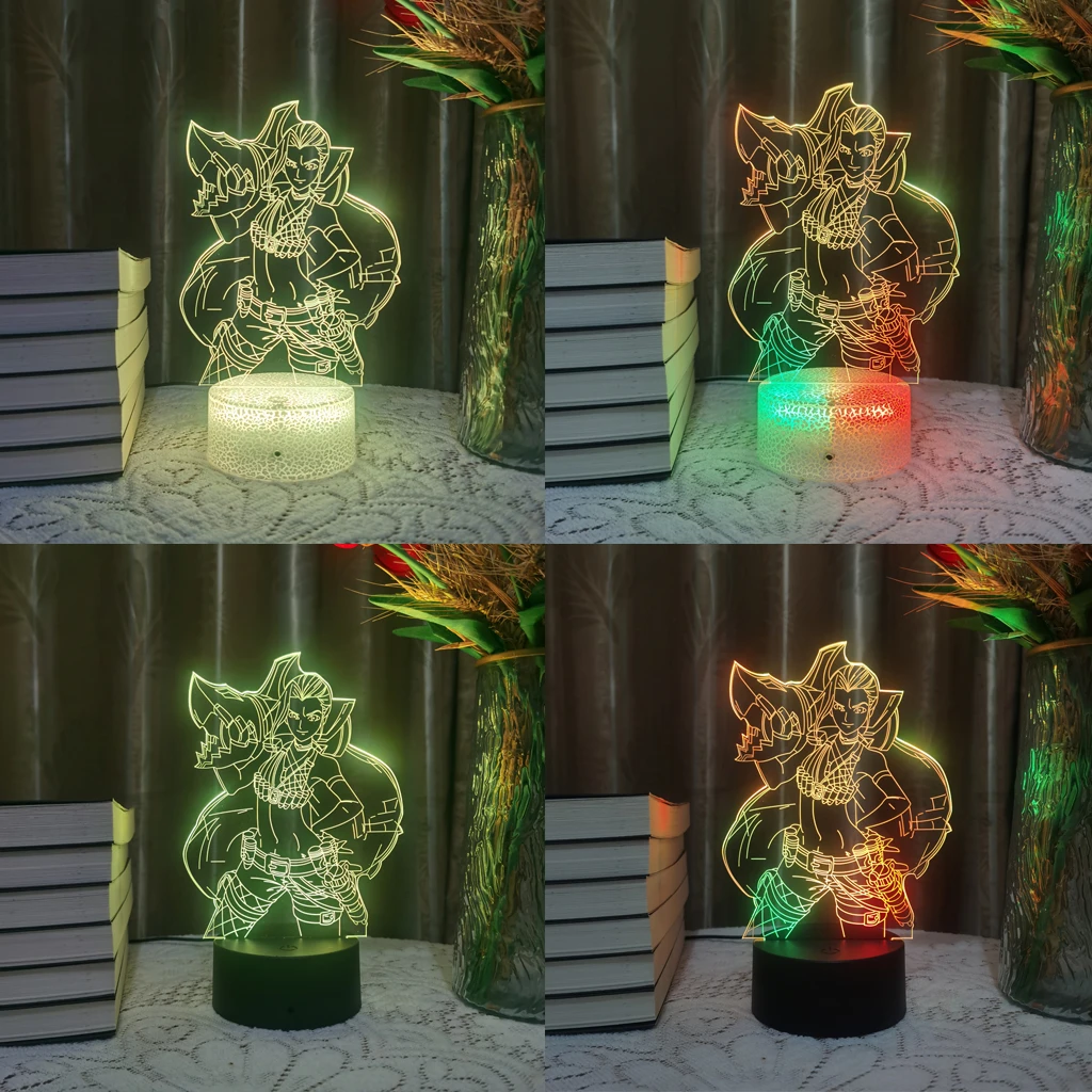 League Of Legends Anime Acrylic Sheet Figure Board 3D Led LOL Night Light Base For Kid Manga Home Room Decor Lamp Christmas Gift