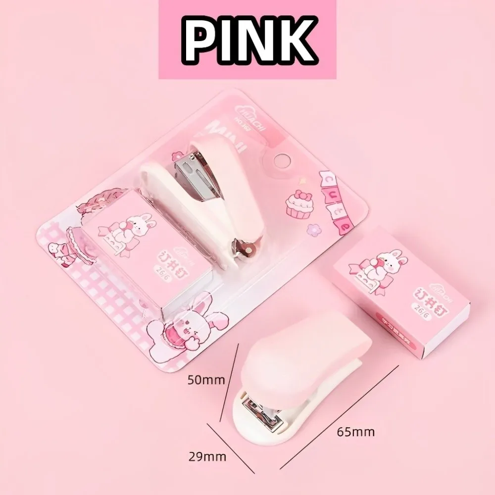 Cartoon Design Mini Stapler Small Size Convenient Student Stapler with Staples Macaron Color Test Paper Stapler