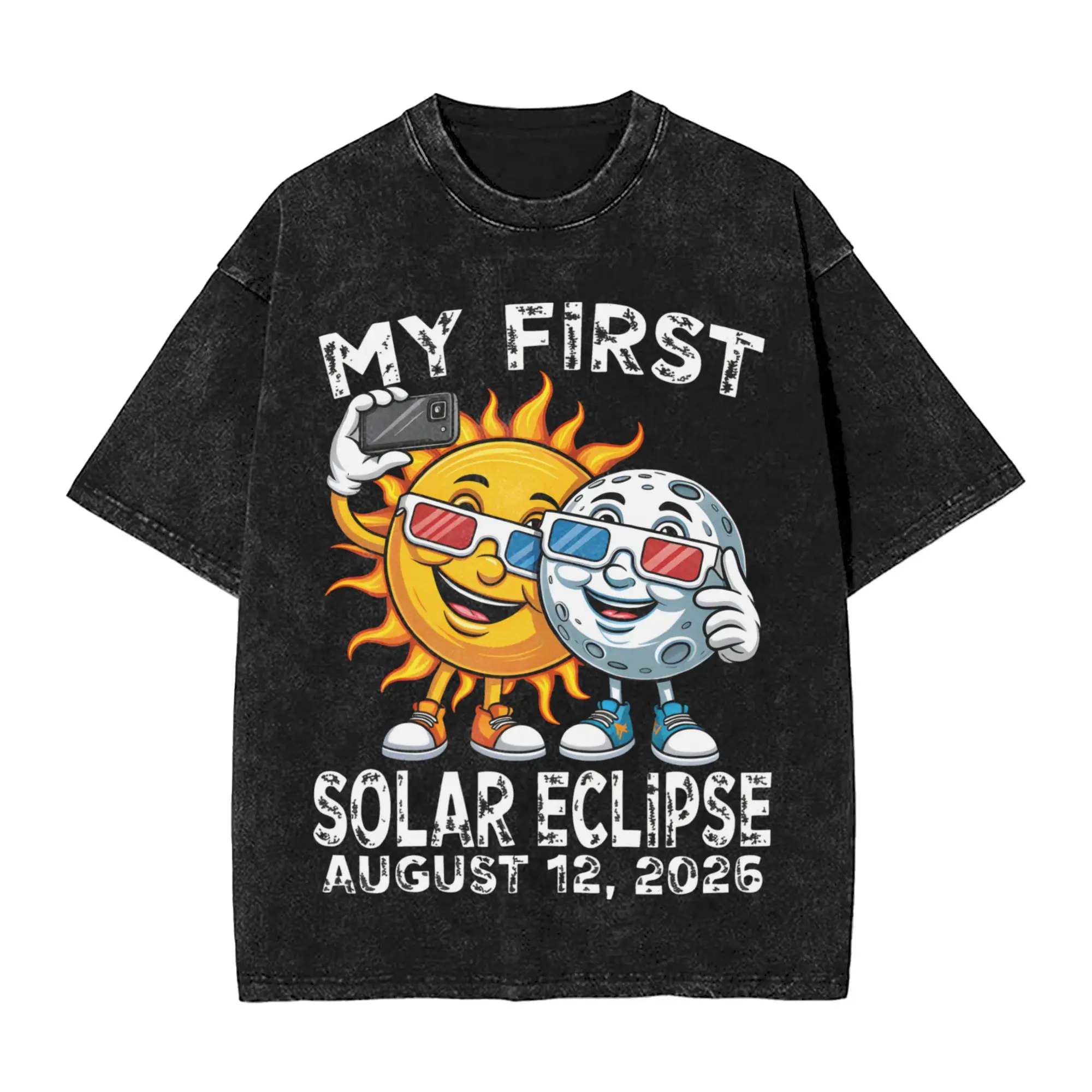 Men's Iceland Total Solar Eclipse August 2026  T Shirts  Top Tees Beach Y2K Funny Short Sleeve T Shirt O-Neck Leisure Tshirt Hot