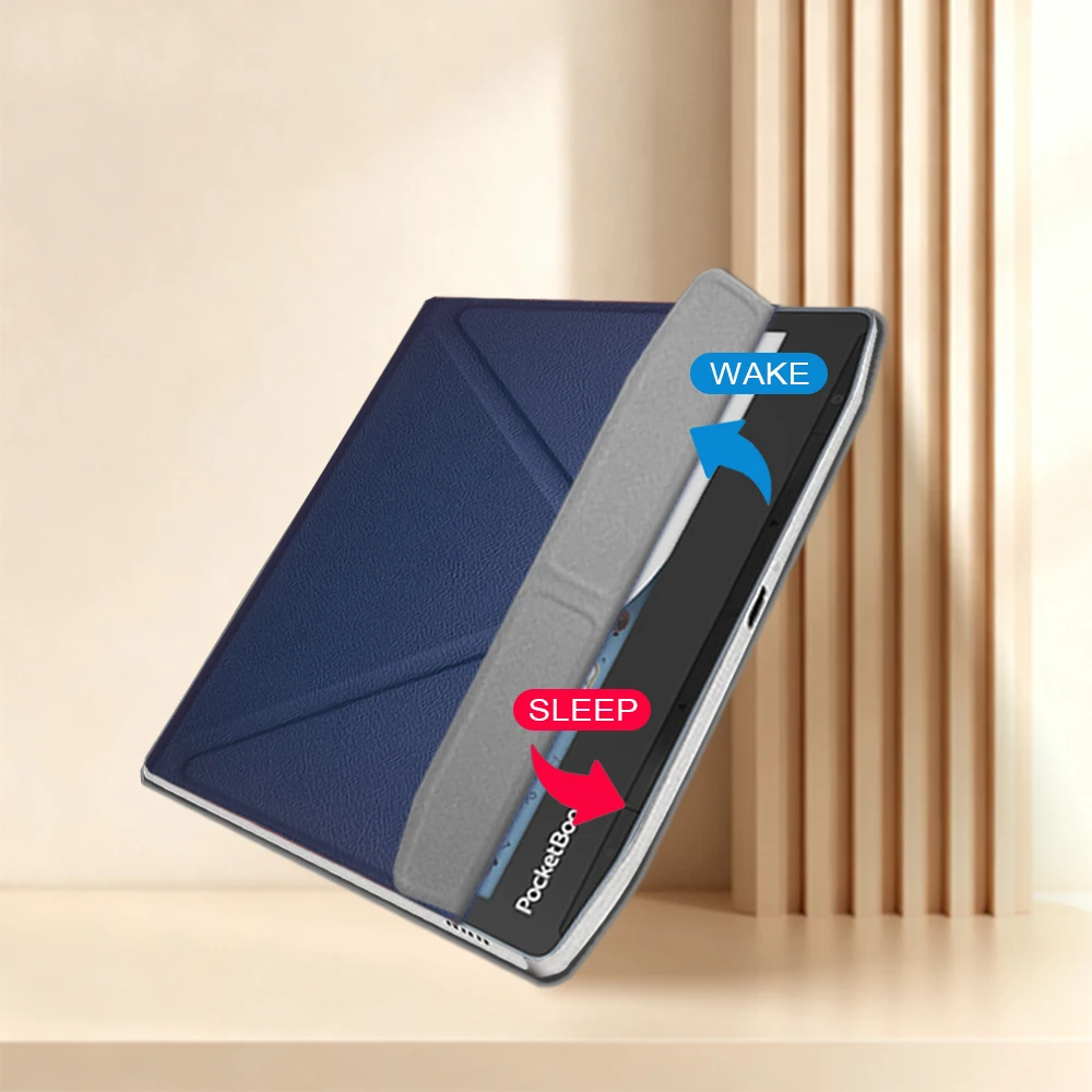 Cienka osłona z adsorpcją, etui ze skóry PU z składanym zamknięciem Y-Folded do PocketBook Era Color 700, tablet EReader PB700-U-16-WW PB700K3-1-WW, 7' — zdjęcie produktu 5