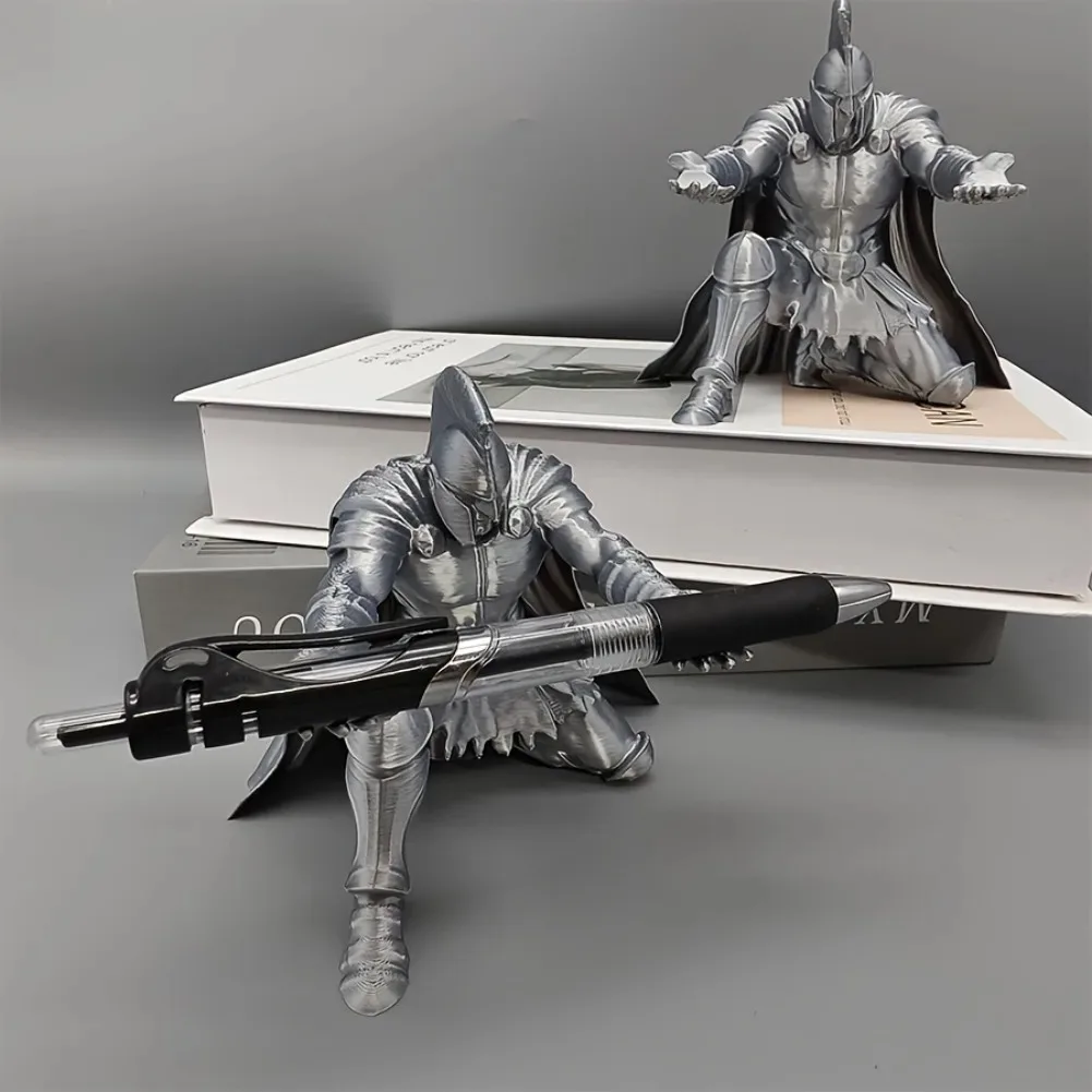 3D Printed Spartan Warrior Pencil Holder Silver Rome Knight  Pencil Storage Rack Desk Organizer Creative Office Study Ornament