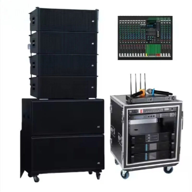 Outdoor Audio Dual 18 Inch Line Array Subwoofer+Professional Speakers Dual 10 Inch Line Array Speaker Passive Active Powered
