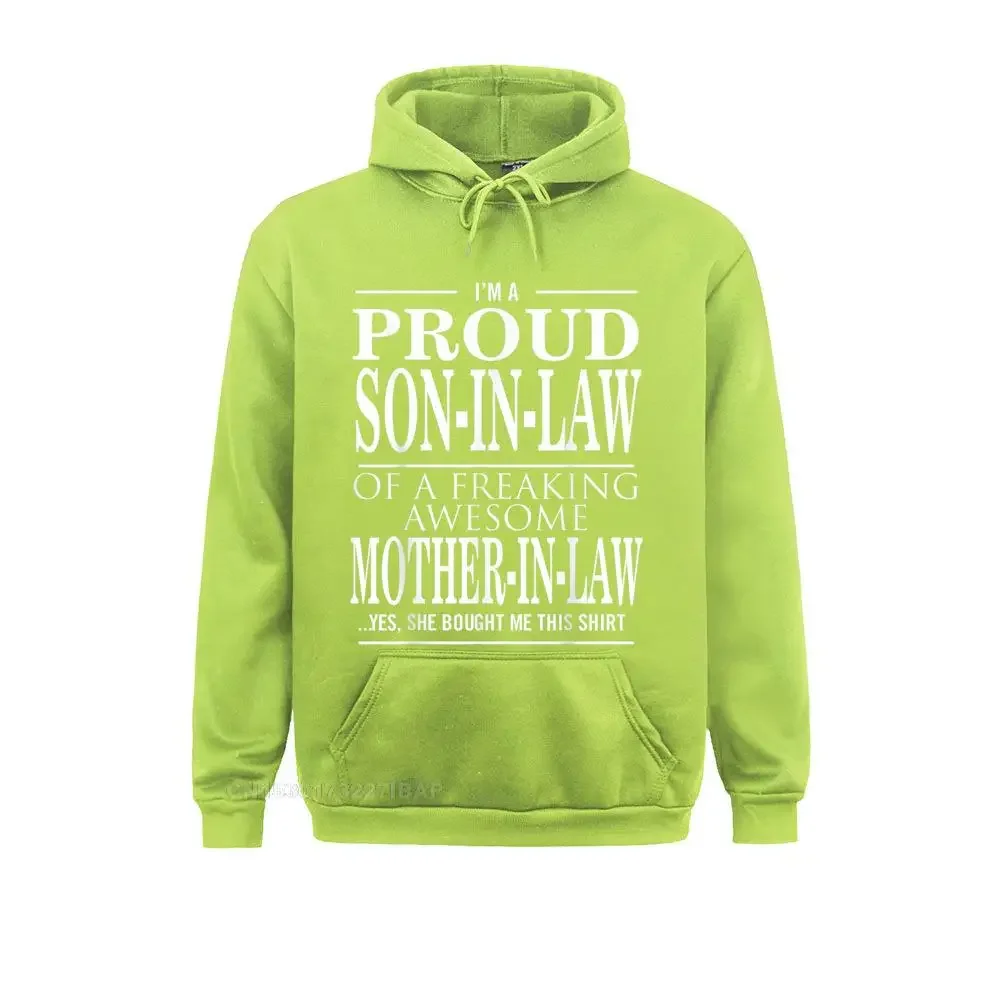 Mens Proud Son In Law Of A Freaking Awesome Mother In Law Hoodie Hoodies High Quality Slim Fit Men Sweatshirts Cool Hoods