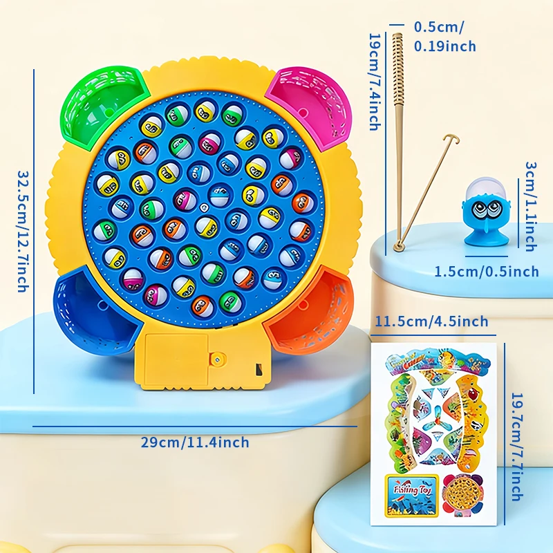 45 Small Fish Fishing Toy Electric Rotating Game Musical Rotating Fish Plate Set Children's Gift