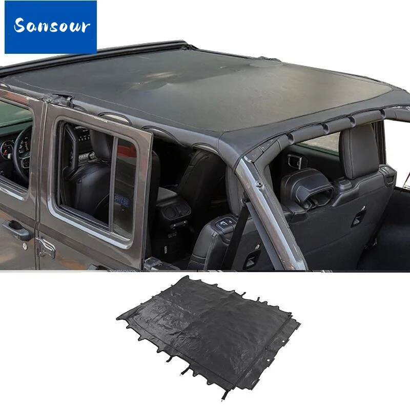 Couro carro sol sombra capa, parte superior macia, isolamento líquido acessórios, Jeep Wrangler JL 2018, 2019, 2020, 2021, 2022