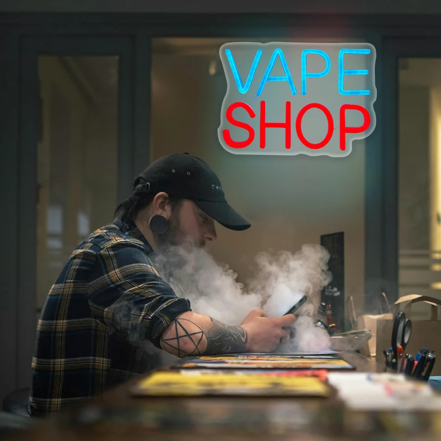 Vape Shop Neon Sign For Wall Decor,Light Up Sign For Bar,Smoke Shop,Man Cave Decor,Smoking Lounge,Retail Shops,Gift For Husband view 3
