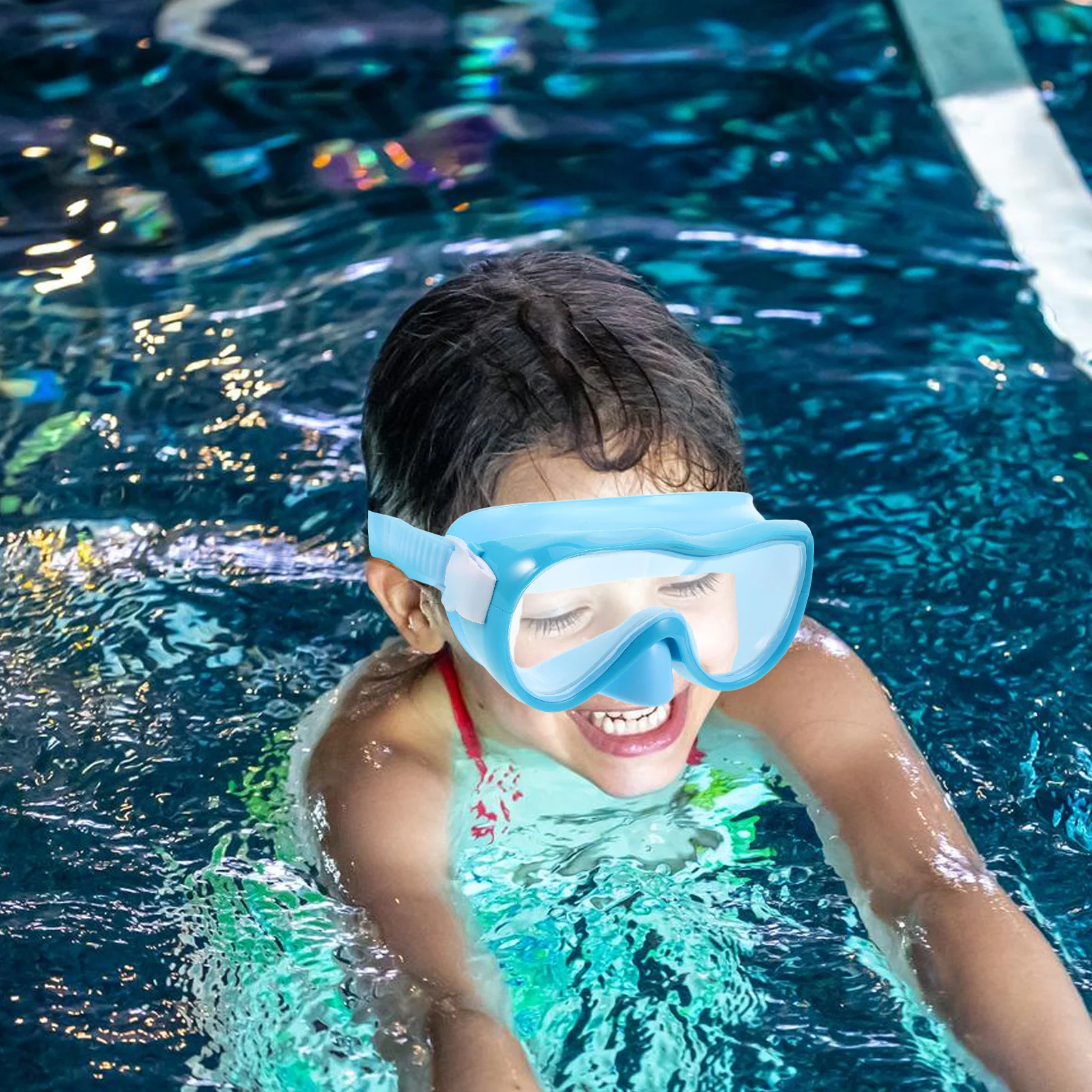 قناع السباحة مانع للتسرب مريح مناسب بإطار عريض ومضاد للضباب نظارات السباحة والغطس والغوص المائي #6