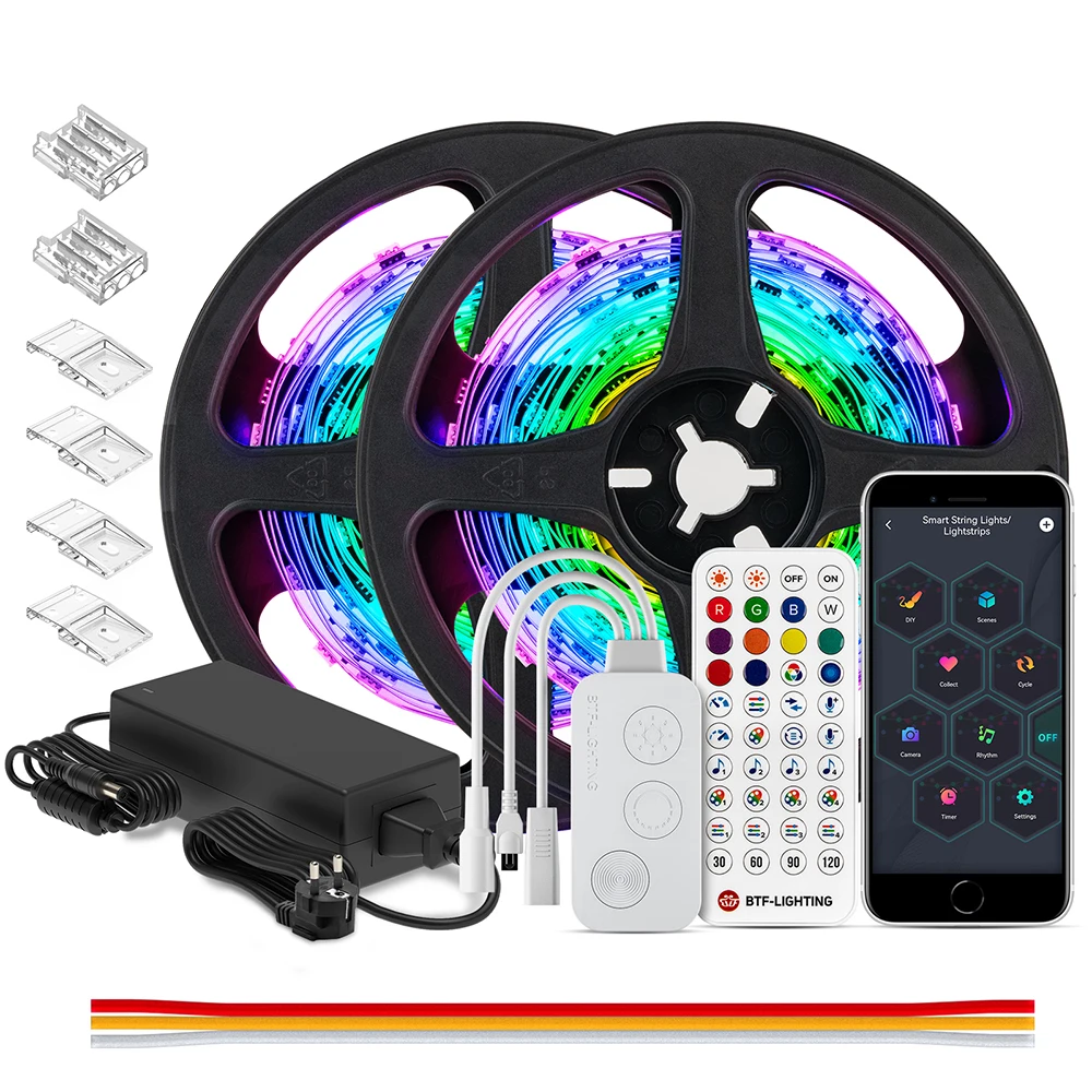 BTF 24V LED Light Strip kit Bluetooth Mesh Music Dreamcolor Lights WS2811 WS2812B RGBIC indirizzabile Tape camera da letto Party Kitchen