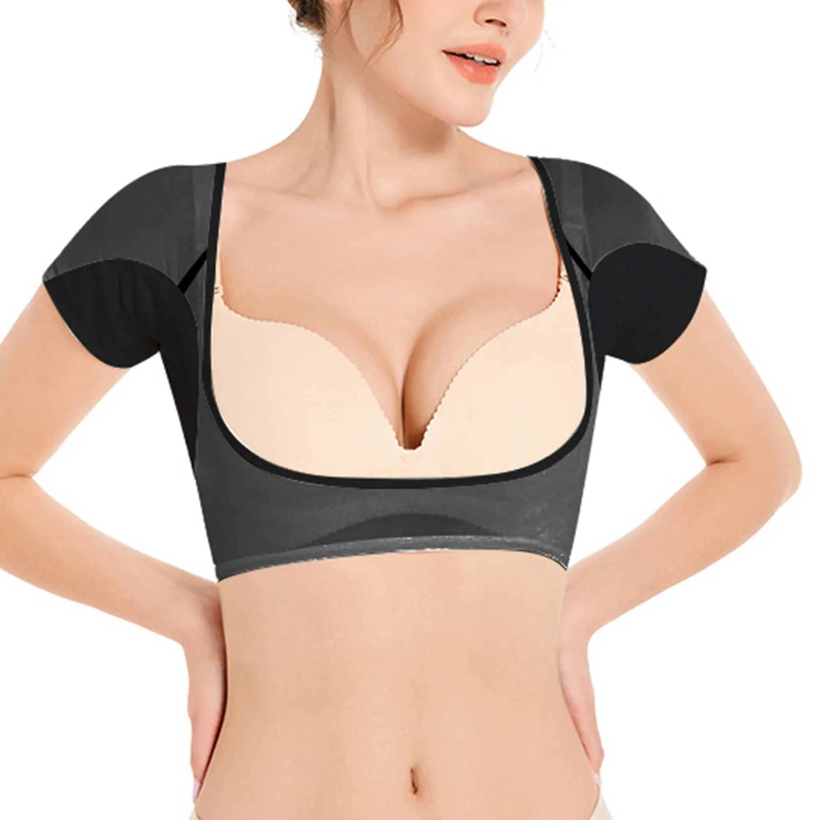 Shaped Absorbent Pad T-Shirt For Women Sweat-Free Steel Reusable Sweat-Absorbent Vest Tops Chest Support Absorb Underarm Tops