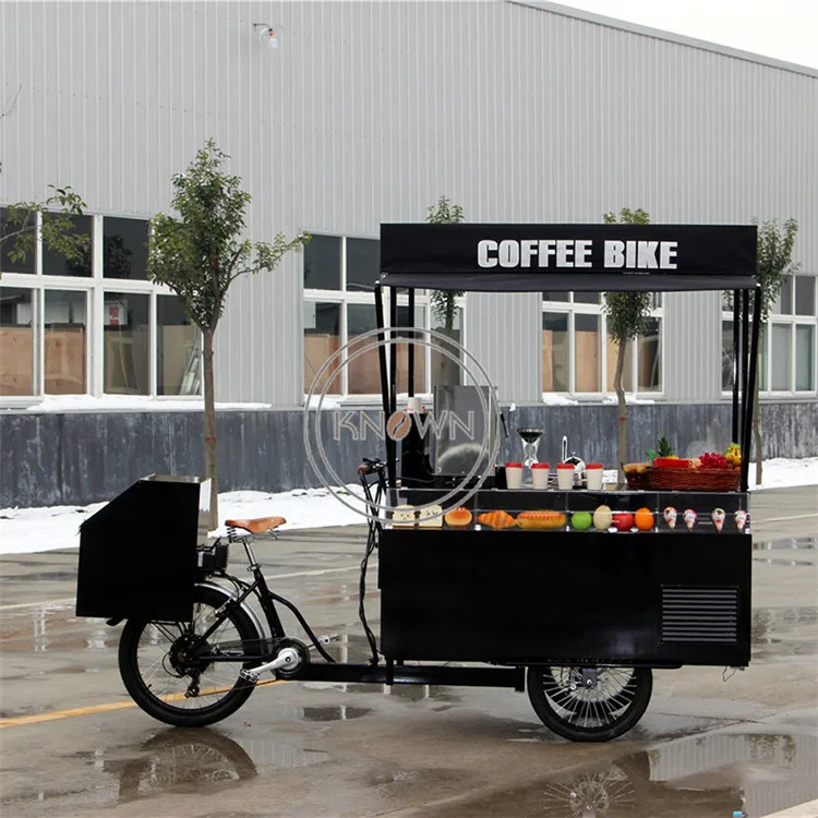 CE ISO Approved Electric Pedal Fruit Beer Fast Food Tricycle Coffee Vending Cart Coffee Bike