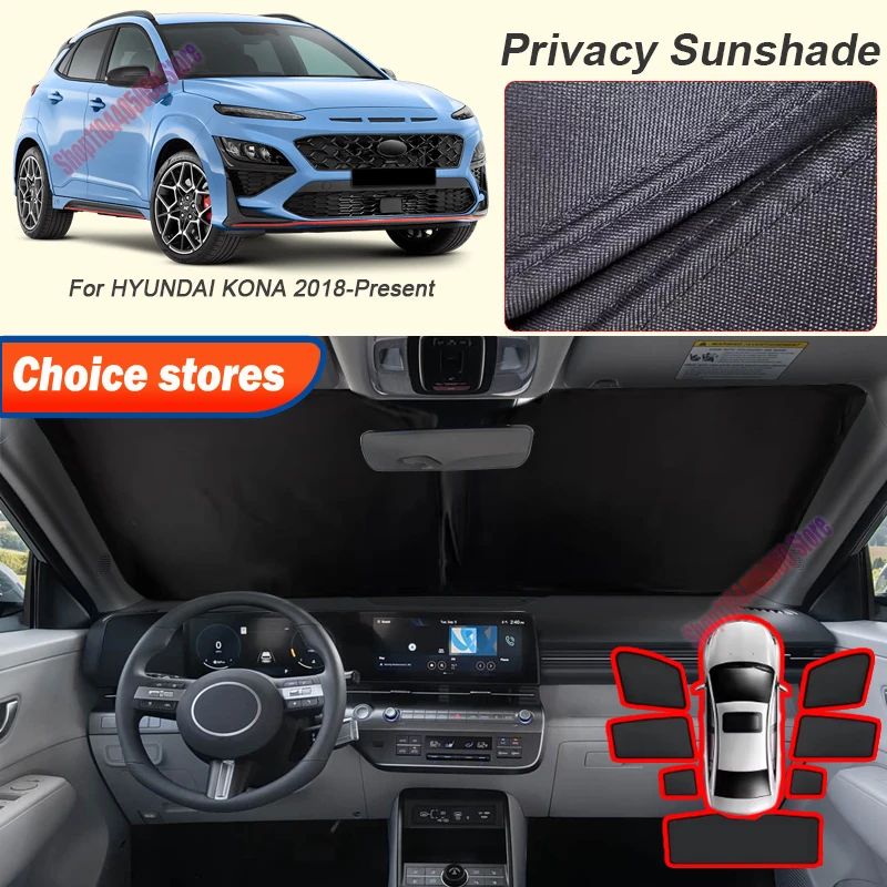 Auto Black Window Privacy Sunshade For Hyundai KONA 2018-Present Anti-UV Heat Insulation Protect Cover Interior Accessory