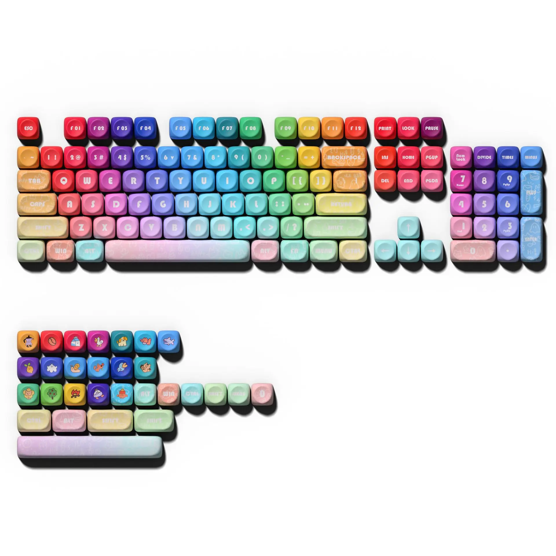 

Class MOA height PBT thermal sublimation 137 keys rainbow full set of mechanical keyboard caps universal mechanical keycaps