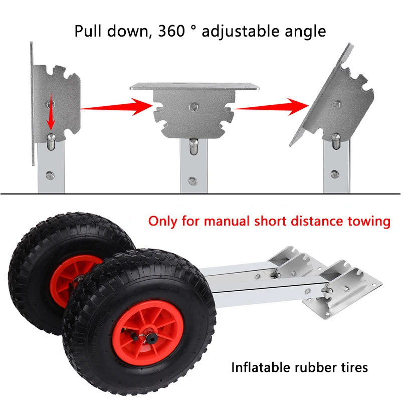 2Pcs Inflatable Boat/Fishing Boat  Launching Wheel 300KG Load Capacity Aluminum Frame 26CM Diameter Rubber Tire Ship Moving Tool