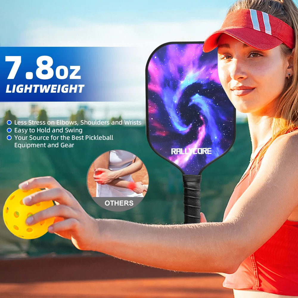 Lot complet de 2 pickleball |   Pagaies à noyau en nid d'abeille de qualité supérieure, 4 balles et sac de transport pour tous âges et niveaux de compétences