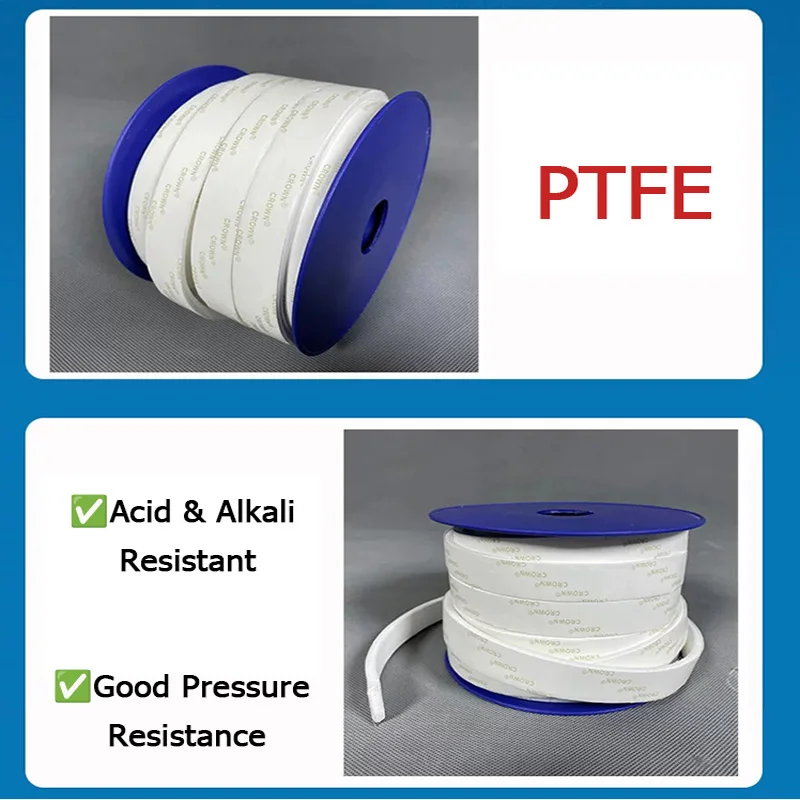 1/2/3/5M PTFE Self-adhesive Seal Strip Tetrafluoro White Elastic Band Expanded Foamed Sealing Strips PTFE Joint Sealant