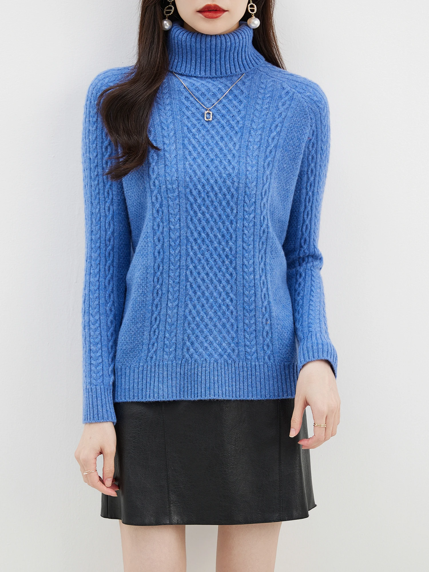 EU Size Turtleneck Women's 100% Merino Wool Sweater 2023 Fall Winter Tops Warm Pullover Long Sleeve Vintage Basic Knit Sweaters