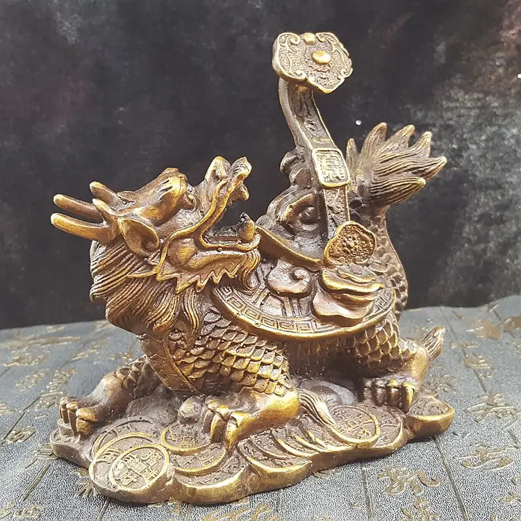 Brick and mortar store direct sales hot sale pure copper ruyi dragon turtle metal craft ornament home decoration, copper dragon