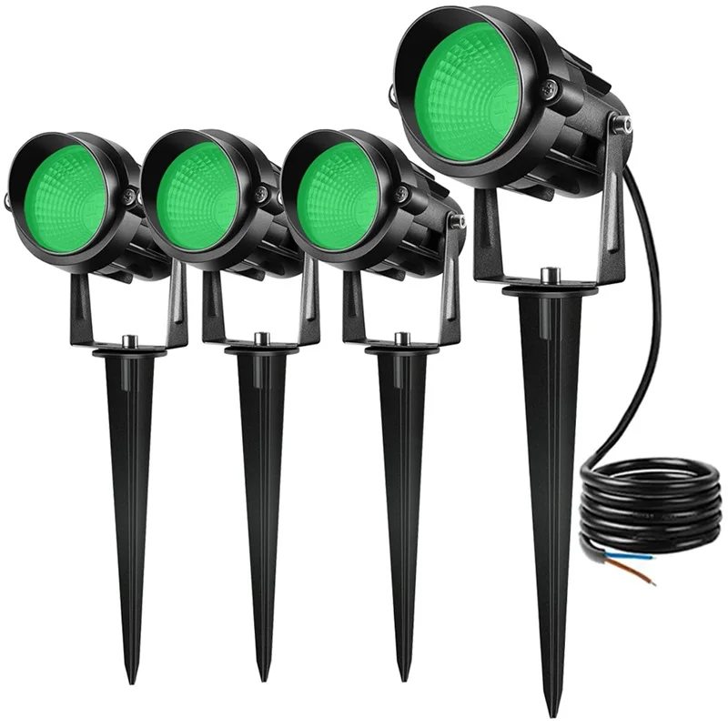 refletor led verde com spike refletor ao ar livre luz a prova dagua iluminacao de paisagem para jardim tree path e gramado 9w ip65 110v 220v pcs 01