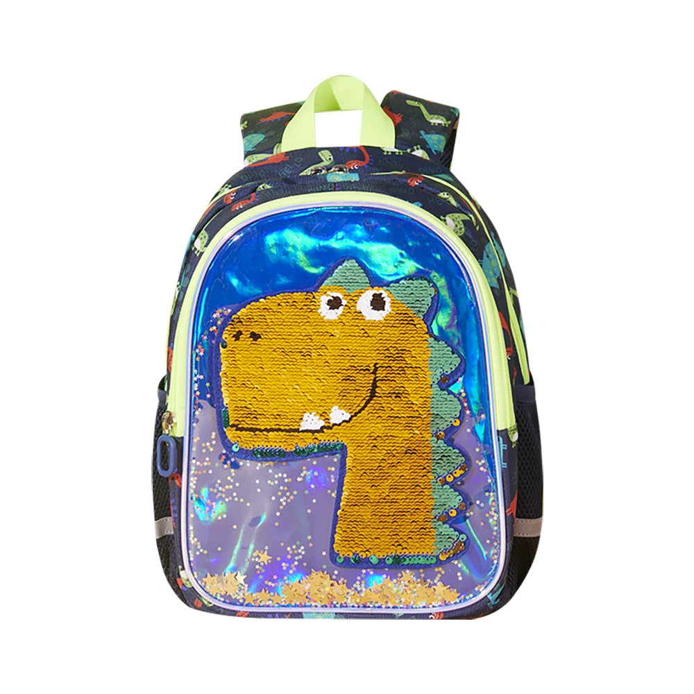 Sunveno Dinosaur Kids Backpack Reversible Sequins for Preschool Early Elementary Kindergarten Backpack for Kids 3-6 years