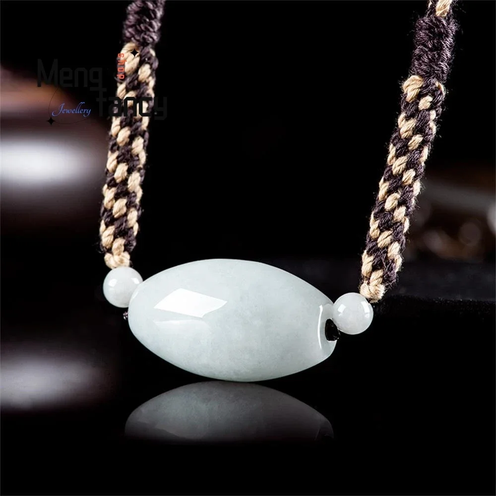 Natural Myanmar A-goods Jadeite Lu Lu Tong Glutinous Seed Jade Pendant Simple Fashion Fine Jewelry Sexy Young Girls Holiday Gift