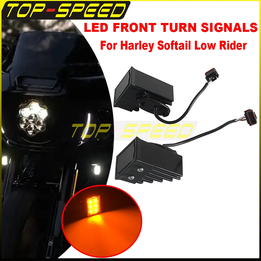 

LED Front Dual Brightness Turn Signal Lamp Motorbike Lighting Parts For Harley Softail Low Rider ST FXLRST 22-25 FXRST El Diablo