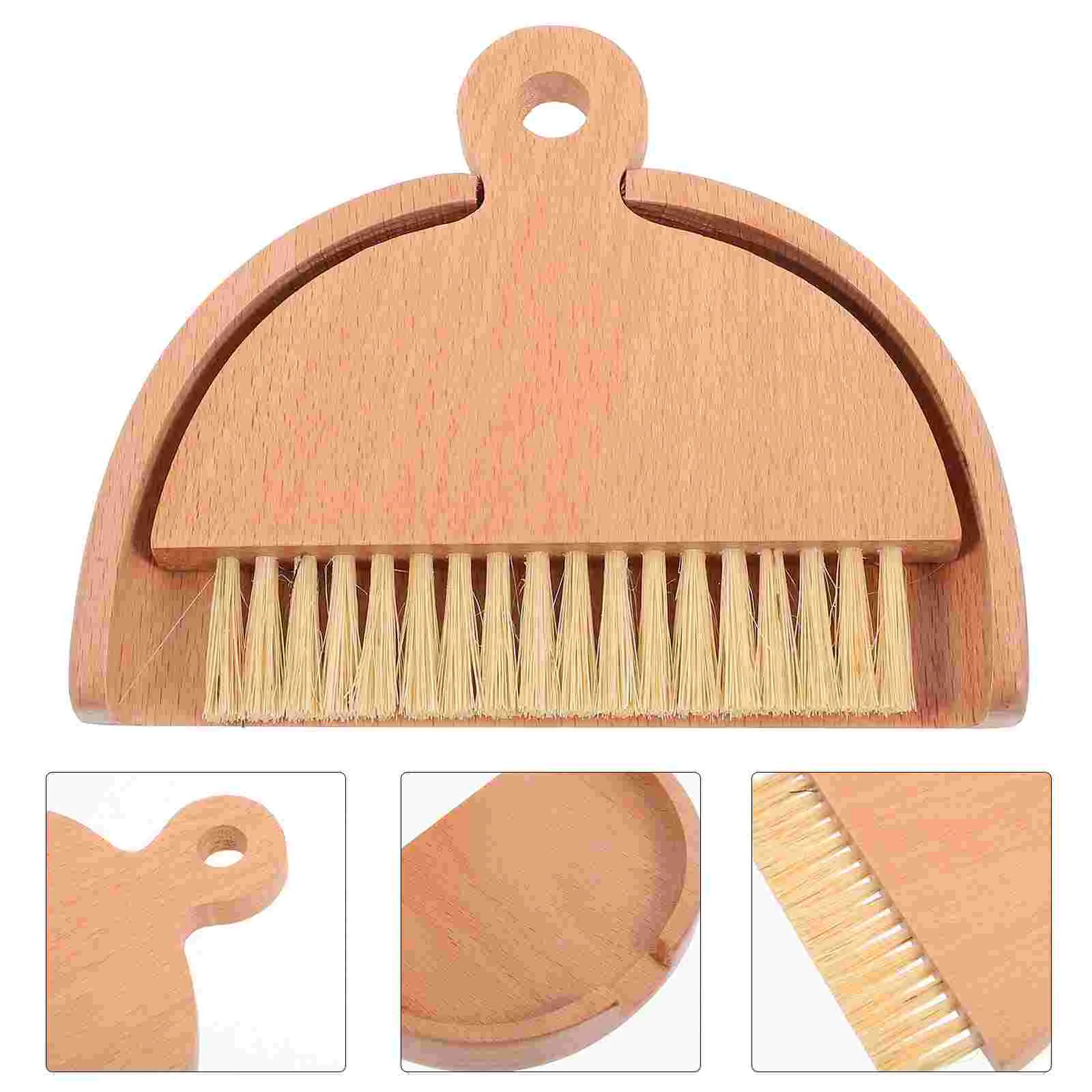 Dustpan Brush Desktop Broom Kit Cleaner Small And Portable Mini Keyboard Wooden