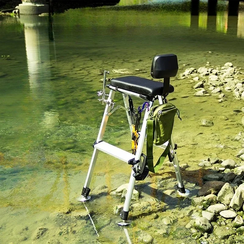 Three generations of upgraded stream fishing ladder, multi-functional folding portable fishing chair stool