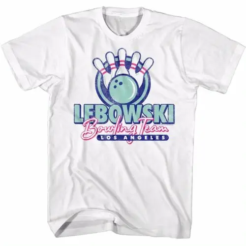 Big Lebowski Bowling Team Men's T-Shirt Neon Pins Los Angeles