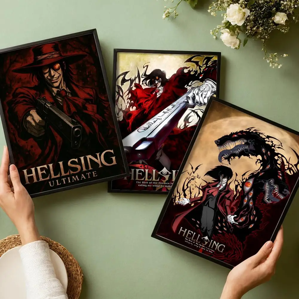 H-Hellsing U-Ultimate Painting Calligraphy Cotton Canvas Wall Art Poster - Aesthetic Painting for Living Room Bedroom Home Decor