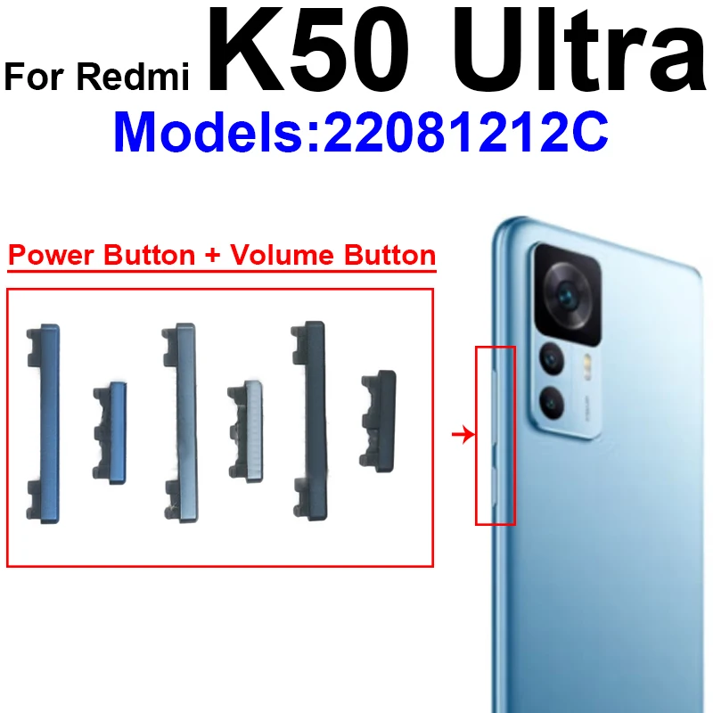 Power Side Keys Volume For Xiaomi Redmi K50 Pro K50i K50 Ultra On OFF Up DownSide Button Replacement Parts