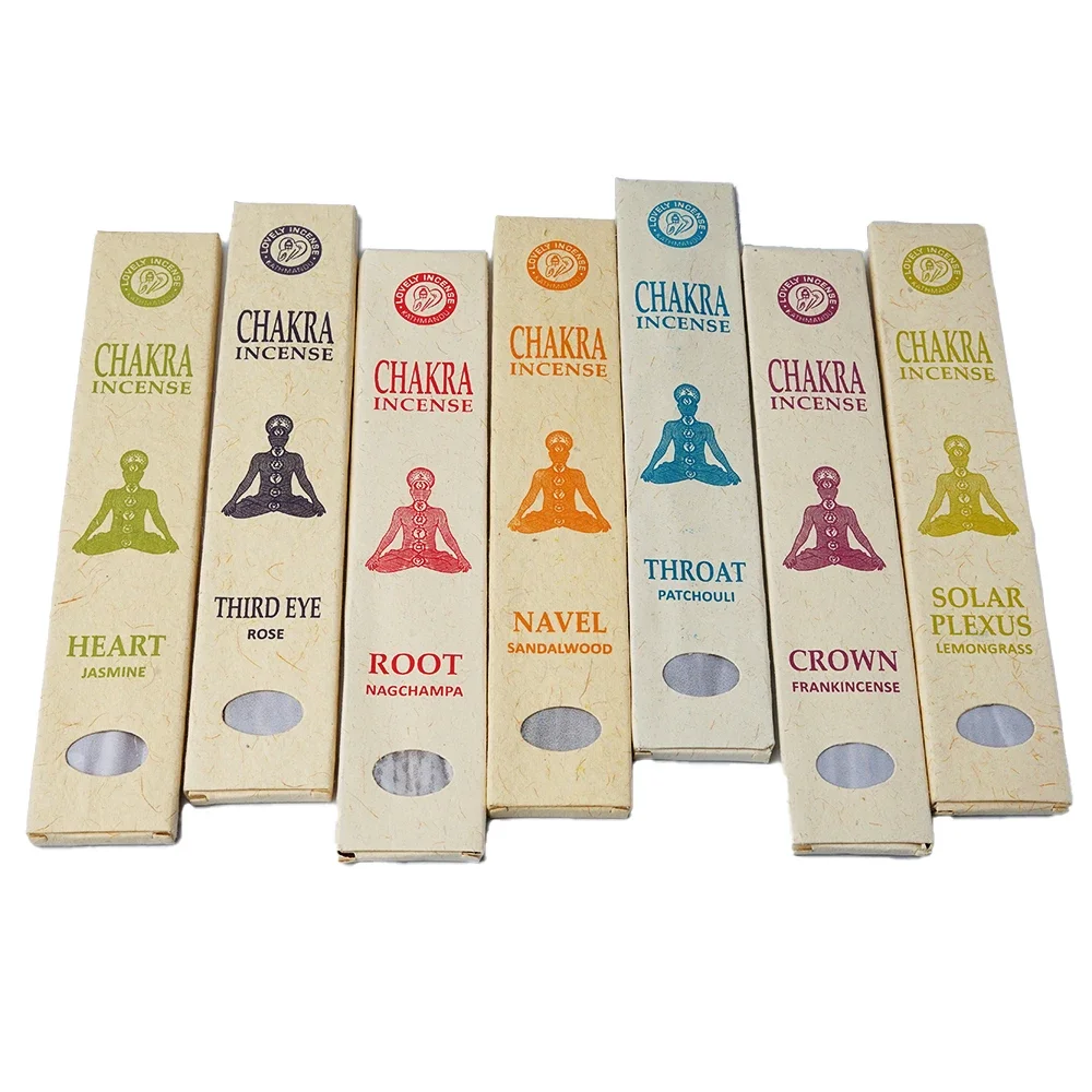 Nepal 7 Chakra Incense Sticks, Spiritual Home Fragrance, Yoga Meditation, Aromatherapy, Handmade, 7*15 Set