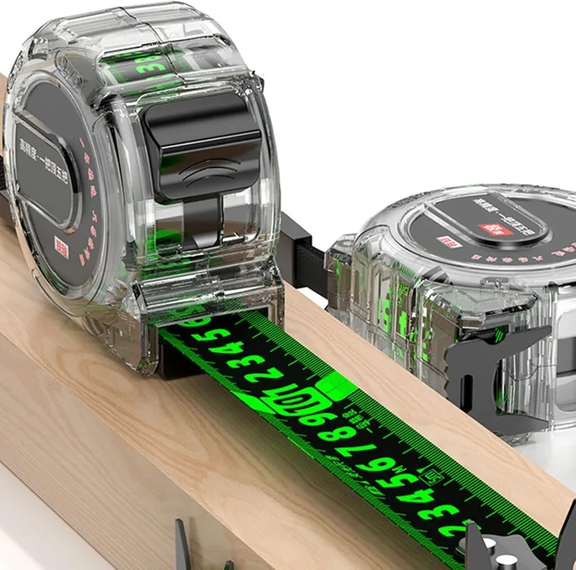 شريط قياس قابل للسحب عالي الدقة أداة نجارة حافظة شفافة مطلي بالفولاذ المقاوم للصدأ للقياسات 10 متر 32.8 قدم #3