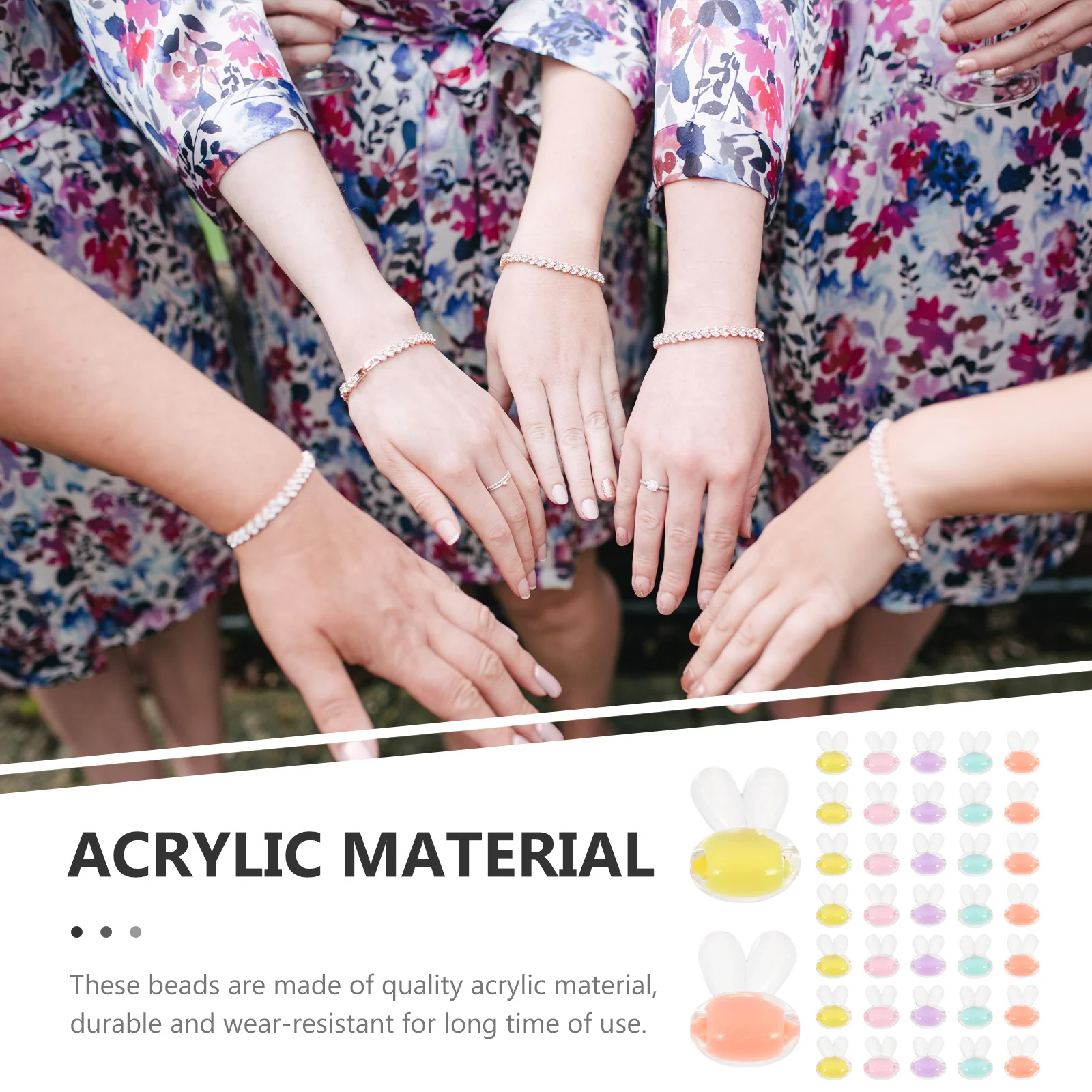 

100Pcs Rabbit Shape Acrylic DIY Beads Cartoon Bunny Jewelry Accessories for Bracelet Necklace Hair Accessory Making